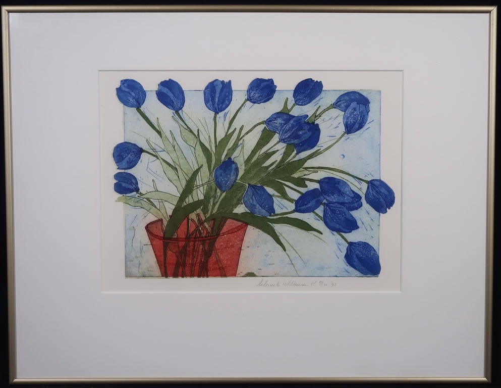 Willemien Holterman: Ets, Tulpen - Ingelijst kopen? Bied vanaf 20!