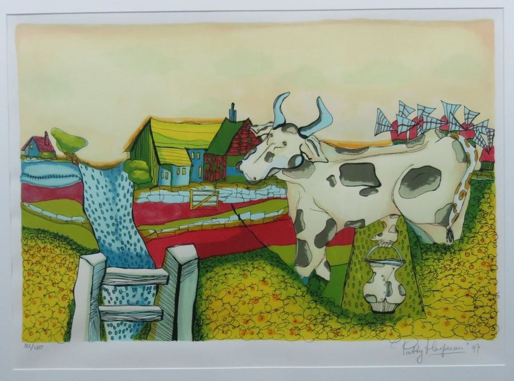 Patty Harpenau: Zeefdruk, Zondag -Ingelijst verkocht voor € 40!