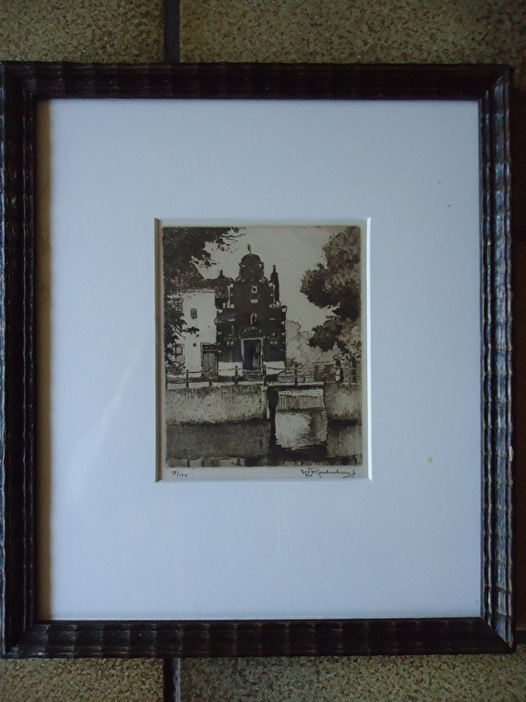 H.E. Roodenburg ( 1895 - 1987 ) - ets - Zakkendragershuisje te Franeker.  kopen? Bied vanaf 1!