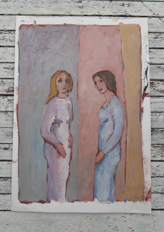 Twee vrouwen - olieverf op papier - Irene Joffroy kopen? Bied vanaf 89!