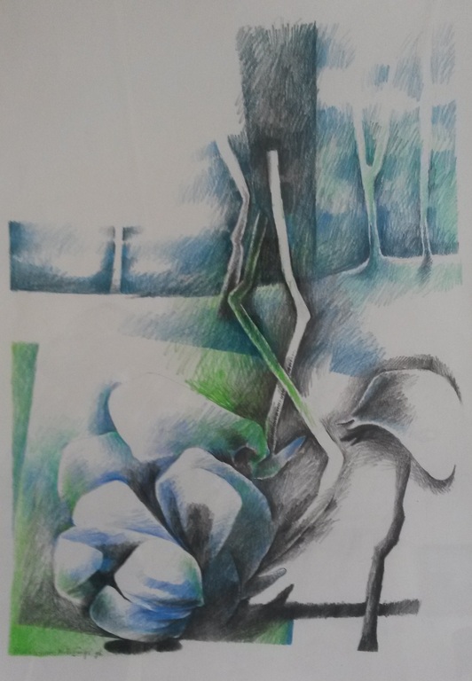 Phil Vermeer-Werterings (1939), gemengde techniek op papier, gesigneerd verkocht voor € 65!