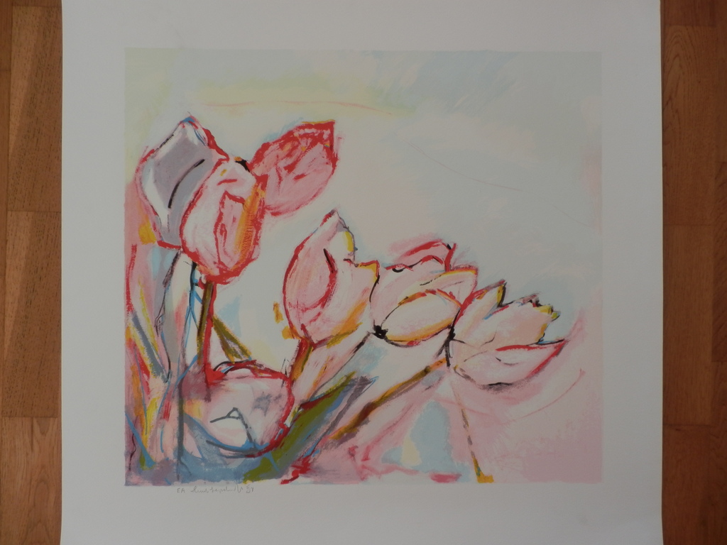 HUUB LEPELAAR Gr Zeefdruk ROZE TULPEN Handgesigneerd kopen? Bied vanaf 45!
