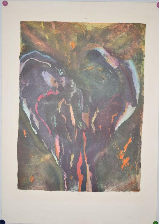 Chris Buursen: Grote litho. Abstracte voorstelling kopen? Bied vanaf 1!