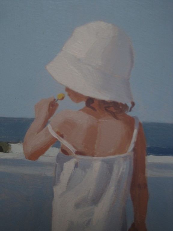 Jan Engel - olieverf - "strandplezier" - verstild realisme gesigneerd  kopen? Bied vanaf 1!