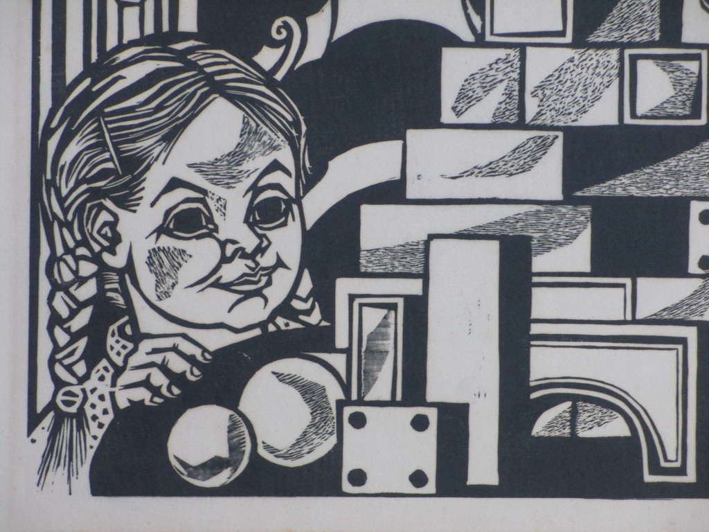 Lou Strik, Spelende kinderen, Houtsnede kopen? Bied vanaf 35!