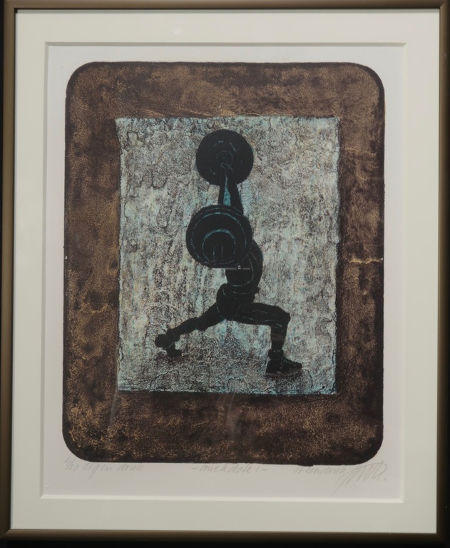 Lot met  2 werken van Wim Jonkman: Litho, Anekdote - kleine lijstjes kopen? Bied vanaf 20!