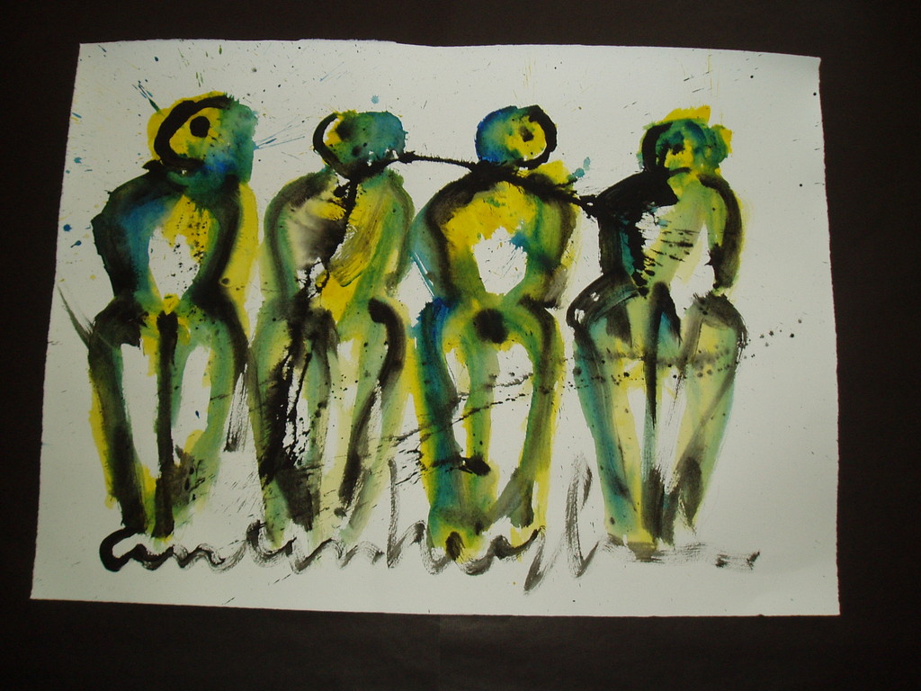 Anton Heyboer , 1924/2005 Aquarel ... De vier bruiden... verkocht voor € 160!