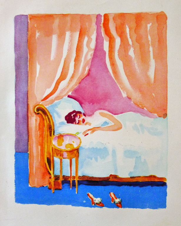 Kees van Dongen, illustratie naar aquarel uit a La Recherche du  Temps Perdu. verkocht voor € 40!