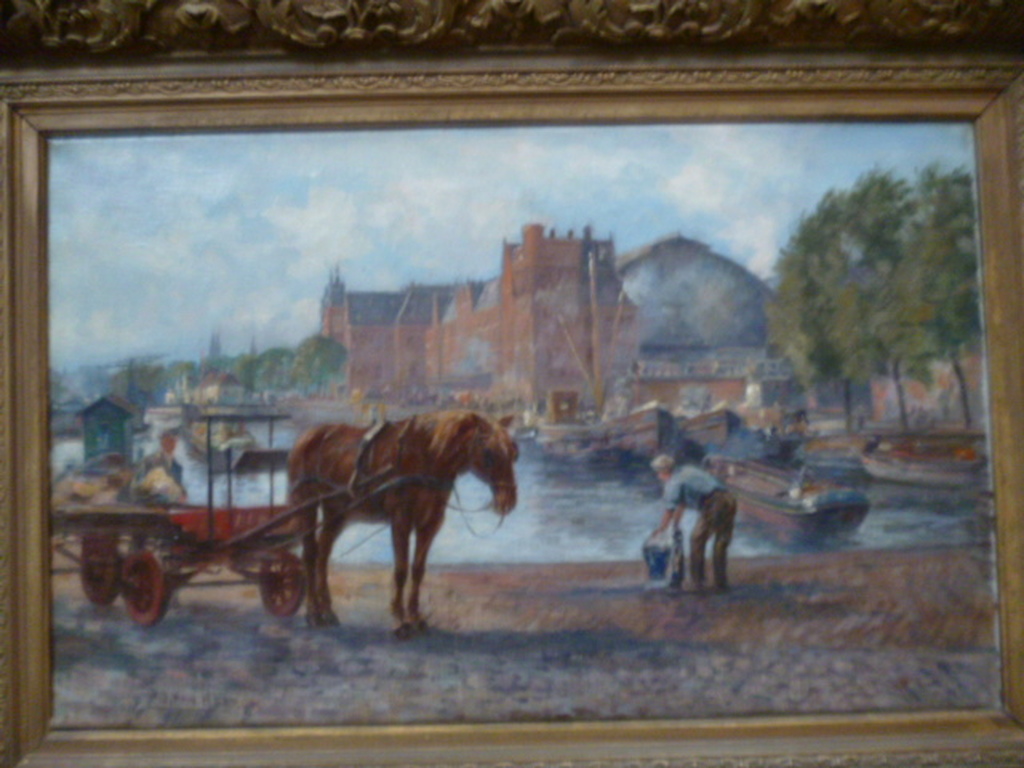 Dirk Johannes van Haaren - olieverf -  Aan de kade kopen? Bied vanaf 500!