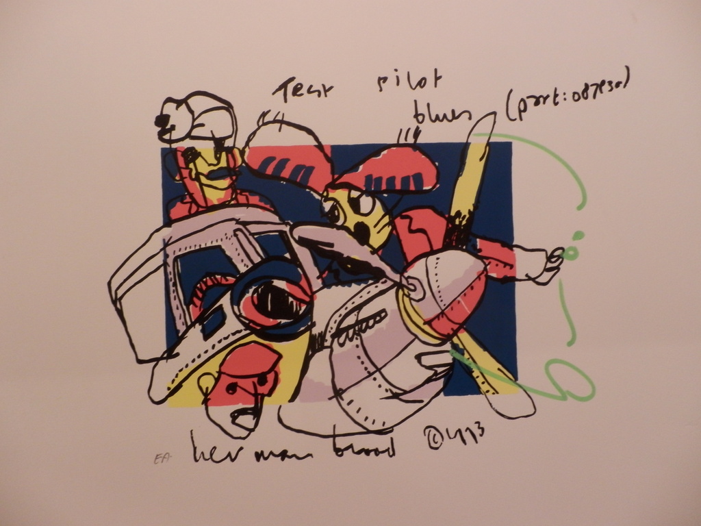 HERMAN BROOD, Gelimiteerde en HANDGESIGNEERDE Zeefdruk  TEST-PILOT verkocht voor € 125!