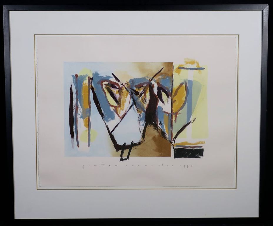 Pieter Vermeulen: Gemengde techniek op papier, Zonder titel - Ingelijst verkocht voor € 70!