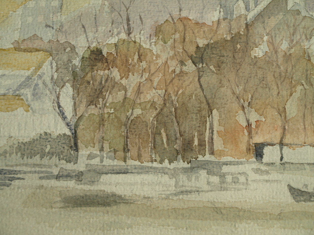 Onbekende kunstenaar: Aquarel – Stadsgezicht kopen? Bied vanaf 1!