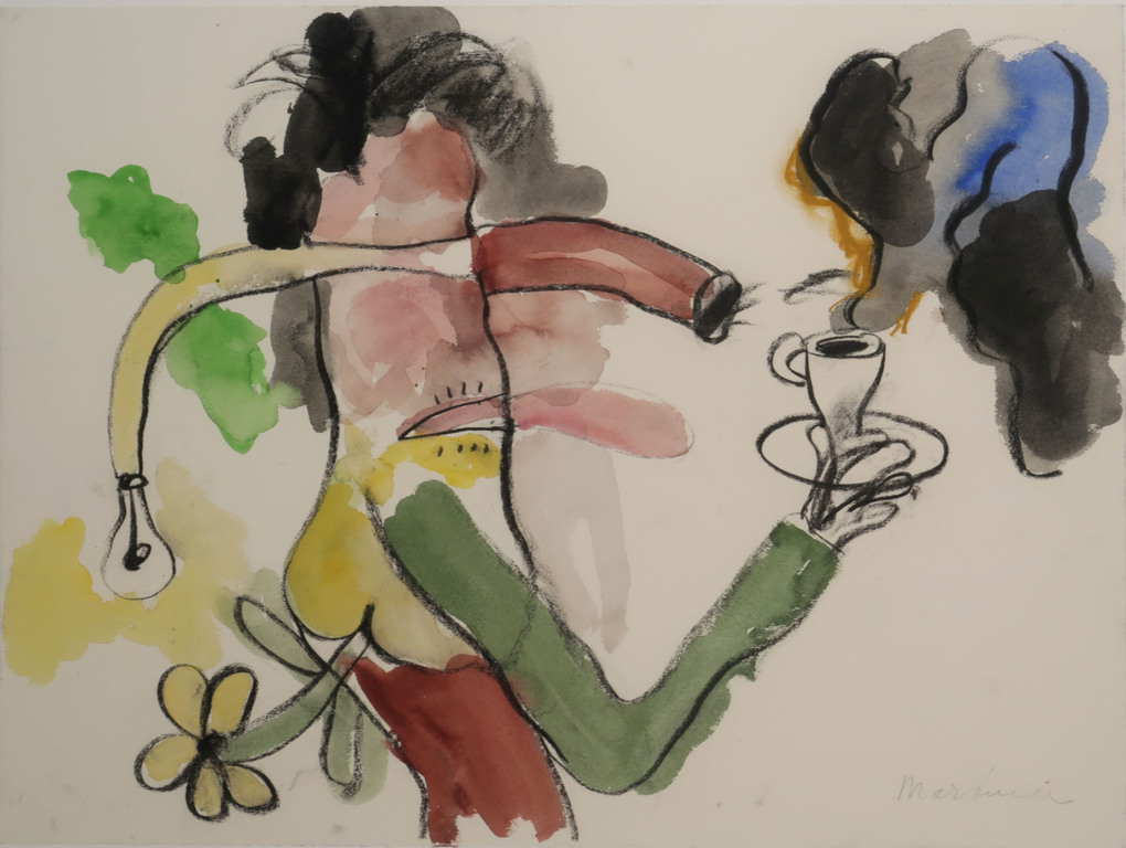 Anton Martineau: Gouache, Z.T. Kopje koffie - Ingelijst (Groot) kopen? Bied vanaf 100!