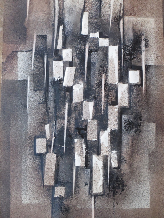 Louis Heymans, Abstracte compositie, Gemengde techniek verkocht voor € 45!