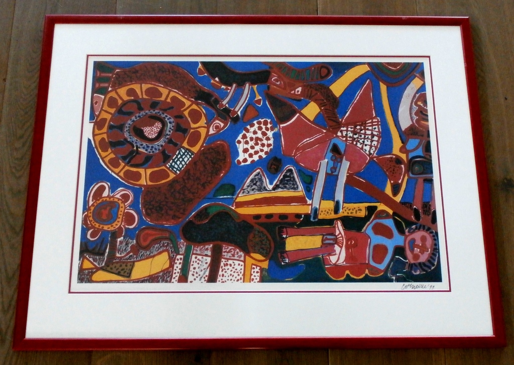 Corneille - grote ingelijste zeefdruk - 1991 verkocht voor € 450!