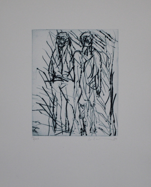 FRIEDEMANN HAHN. Ets. -Zwei Figuren- Oplage 40. 1989. Handgesigneerd. kopen? Bied vanaf 29!