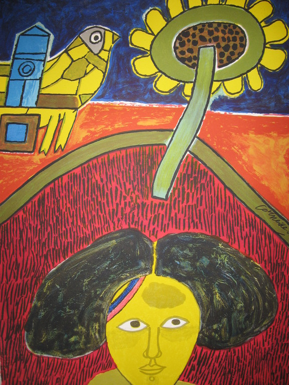Corneille: Kleurenzeefdruk, Zonder titel, 2002 verkocht voor € 100!