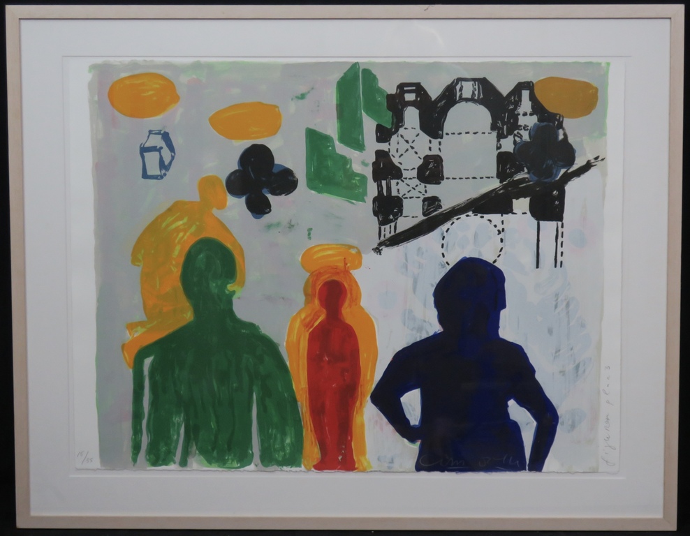 Cees Dolk: Zeefdruk, Figurenplan 3 -Ingelijst verkocht voor € 35!