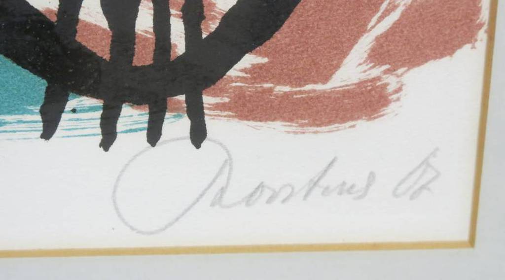 Anton Rooskens: Litho, Abstracte figuren - Ingelijst kopen? Bied vanaf 200!