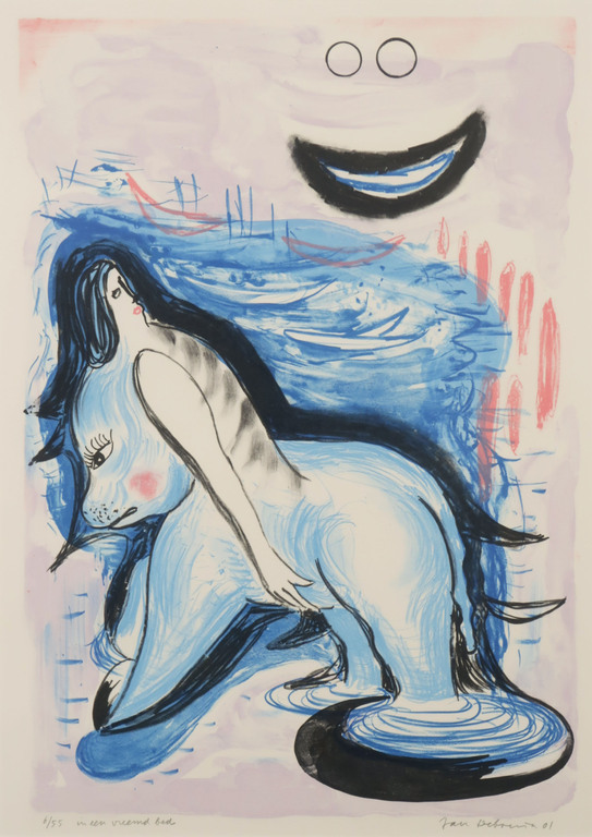 Jan de Bruin: Litho, In een vreemd bed - Ingelijst kopen? Bied vanaf 1!