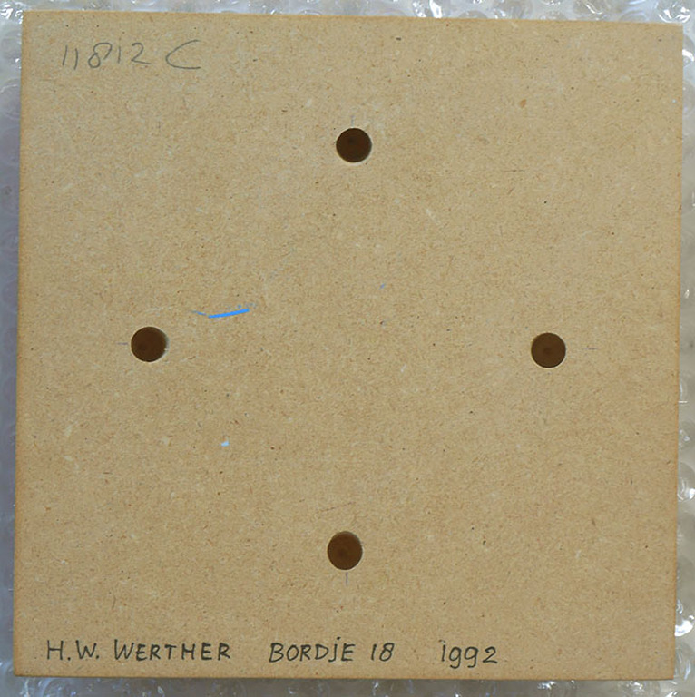 H.W. Werther, 'Bordje 18', 1992. Gemodelleerde acrylverf op paneel kopen? Bied vanaf 50!