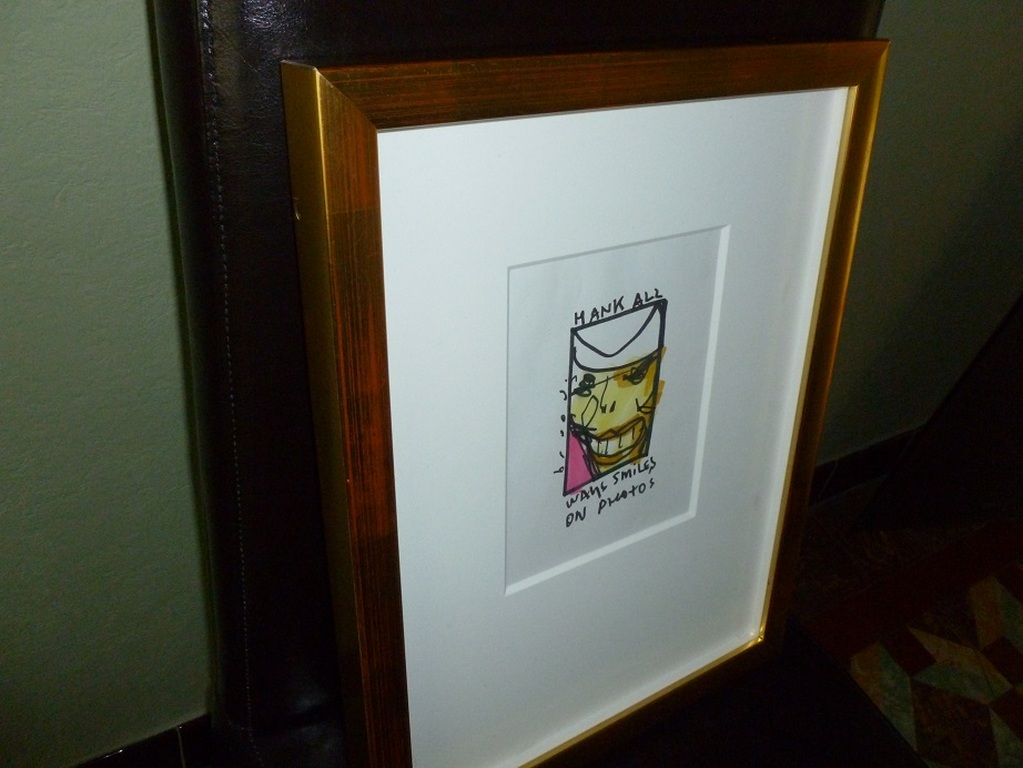 Herman Brood , gouache plus stift , Hank always smiles on photo.Unica. kopen? Bied vanaf 350!