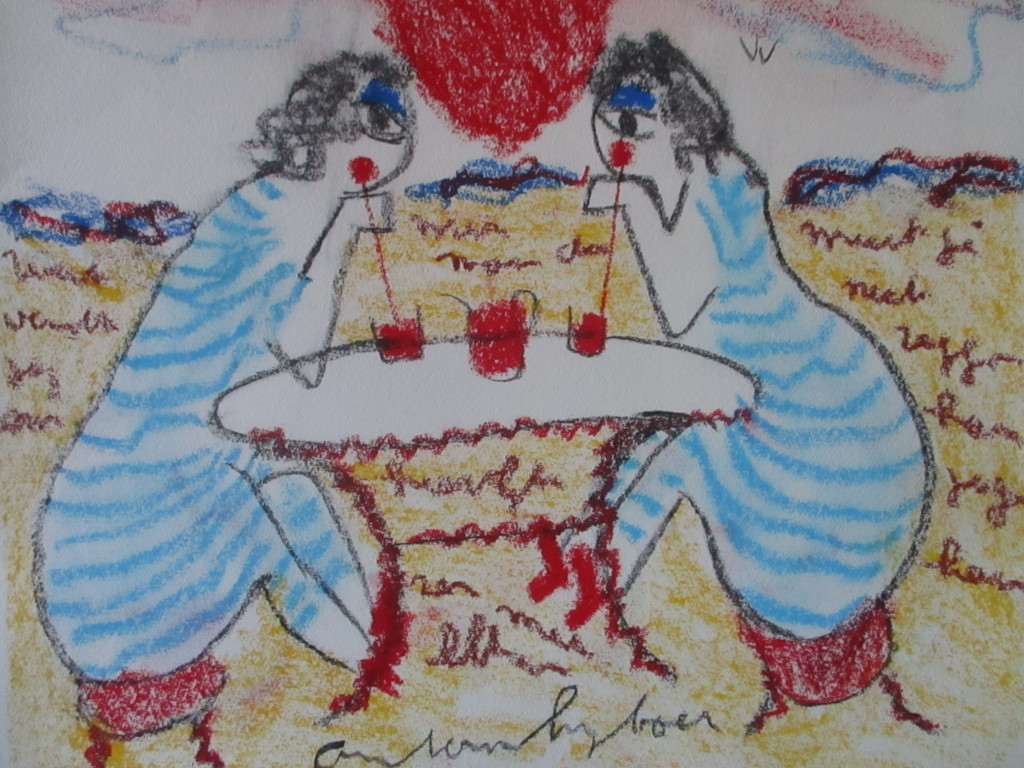 Anton Heyboer - crayon op molenpapier - Dames aan het strand. kopen? Bied vanaf 1!