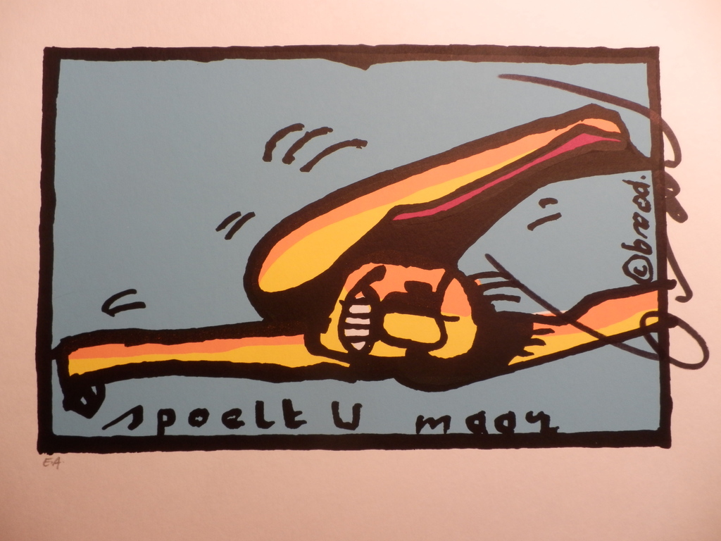 HERMAN BROOD, Gelimiteerde en HANDGESIGNEERDE Zeefdruk SPOELT U MAAR verkocht voor € 71!