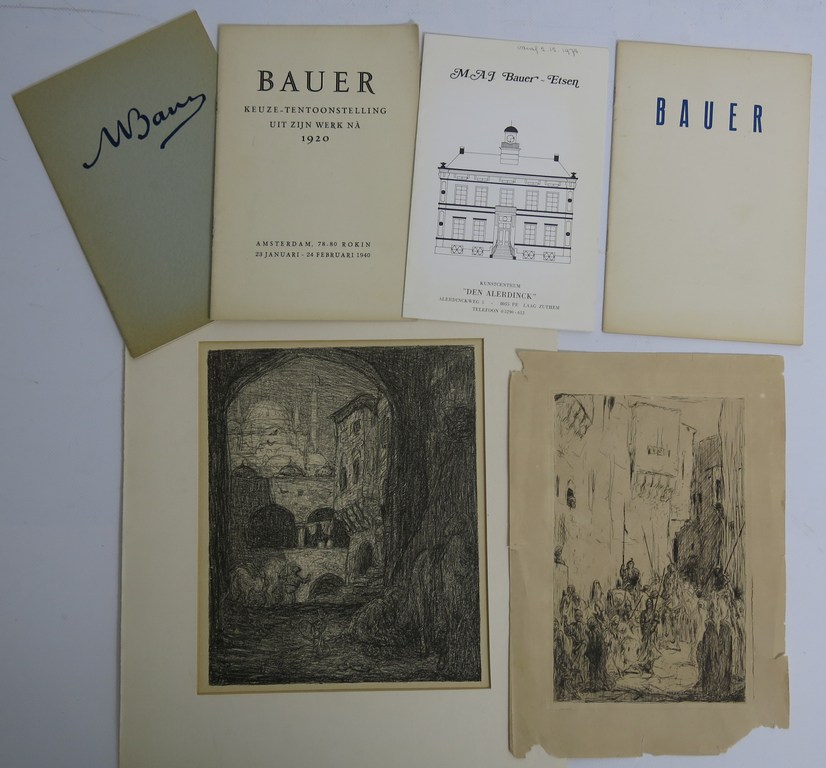 Marius Bauer: 4 tentoonstellingscatalogi + 1 ets + 1 litho verkocht voor € 75!