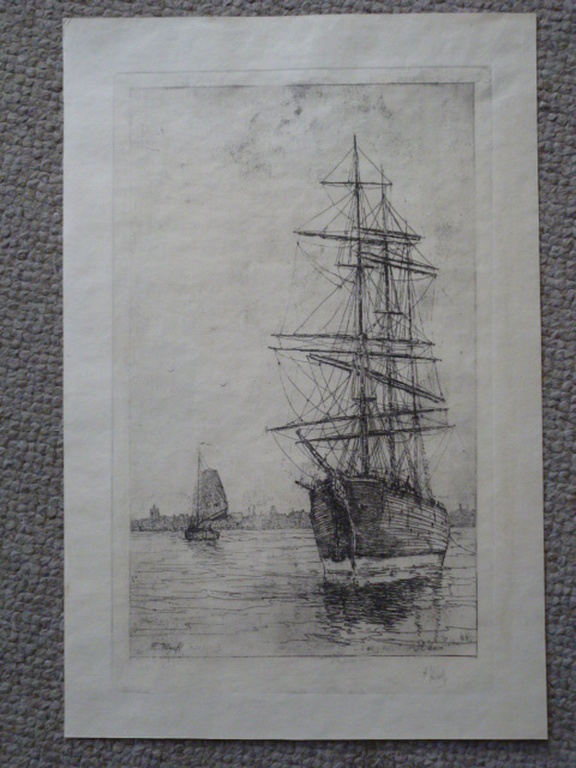 Herman Heuff - ets - Driemaster bij Rotterdam kopen? Bied vanaf 45!