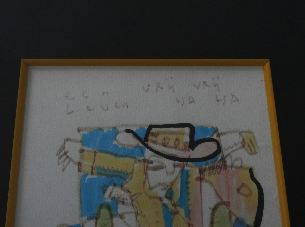 Herman Brood - mooi ingelijste tekening: de desperado met zijn kokotte - 1992 kopen? Bied vanaf 275!