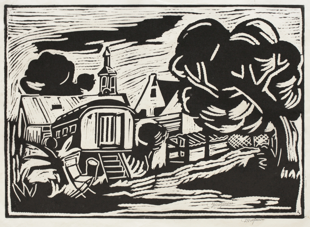 2 linodrukken Piet Wiegman  (Heemstede 1930 â�� 2005)  - CafÃ©/Woonwagen kopen? Bied vanaf 10!