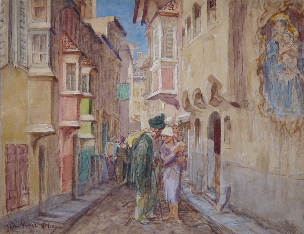 W. F.A. I. (Willem) Vaarzon Morel (1868-1955) - Aquarel - Straatje in Zuideuropa verkocht voor € 325!