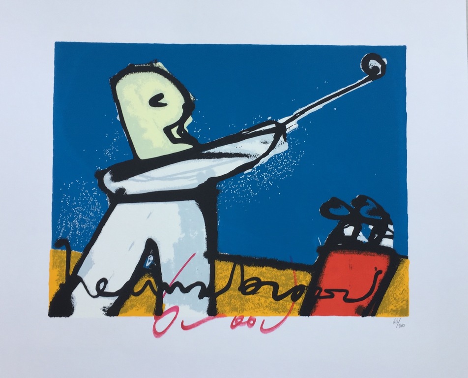 Herman Brood - Originele Kleurenzeefdruk: Golfer kopen? Bied vanaf 1!