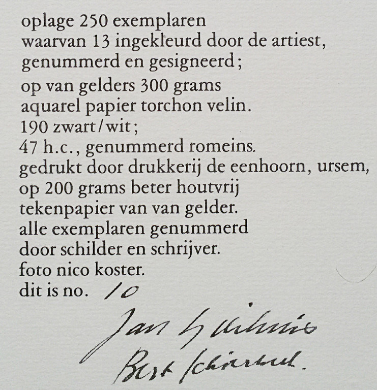 Jan Sierhuis - Schetsboek, hand-gesigneerde en ingekleurde litho (unica) kopen? Bied vanaf 1!