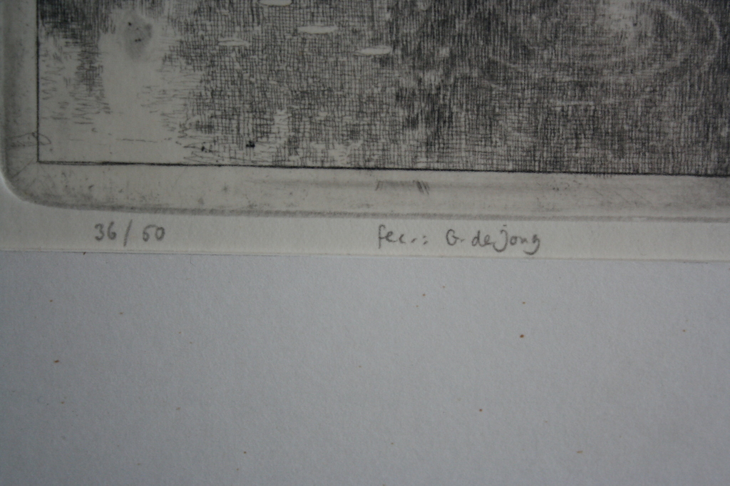 Gerrit de Jong, gesigneerde ets, titel onbekend kopen? Bied vanaf 1!