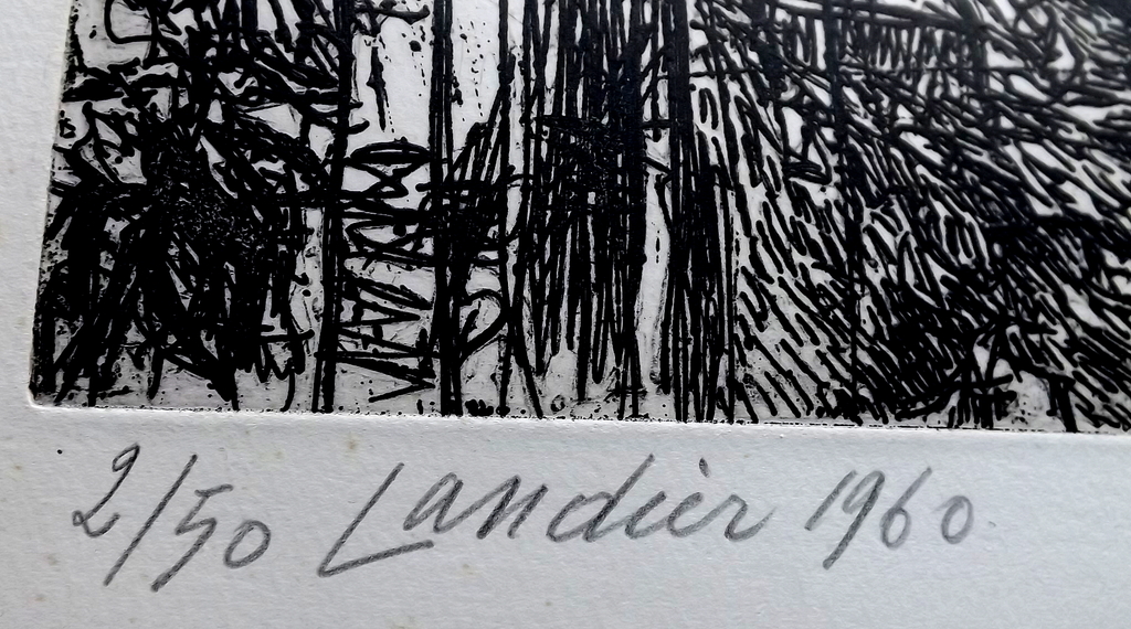 Henri Landier - 1935 - Frans - 56 jaar oude hand gesigneerde ets - XXL formaat kopen? Bied vanaf 1!