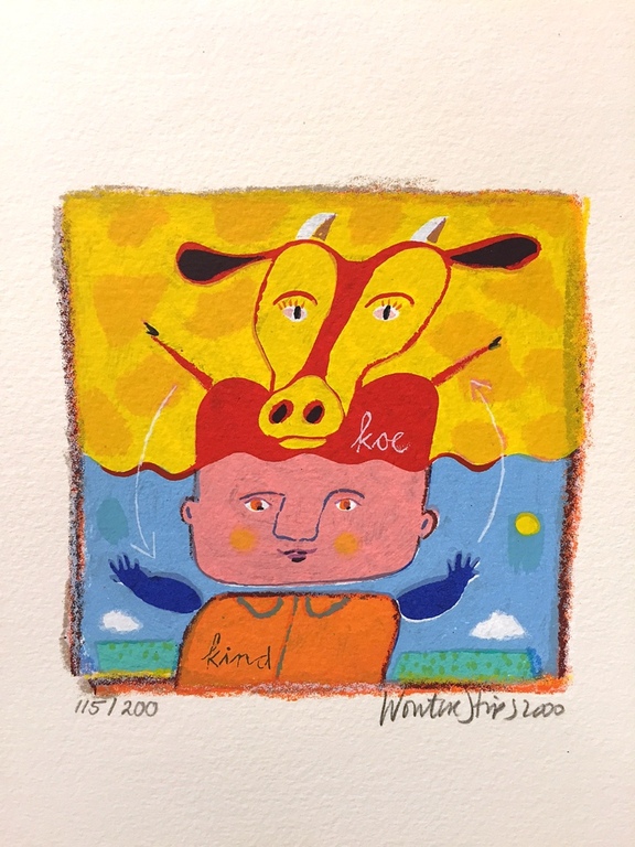 Wouter Stips | Koe en Kind | Zeefdruk | 115 van 200 verkocht voor € 40!
