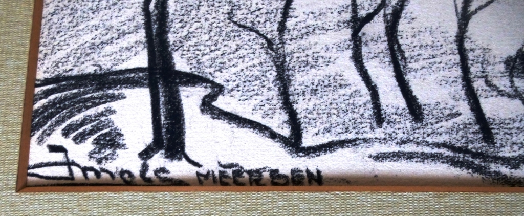 Jacques Mels, houtskooltekening: Meersen, handgesigneerd kopen? Bied vanaf 50!