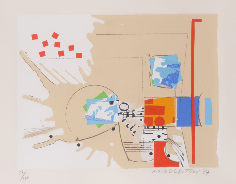 Sam Middleton - Sam Middleton: Zeefdruk, Compositie IV - Ingelijst verkocht voor € 35!