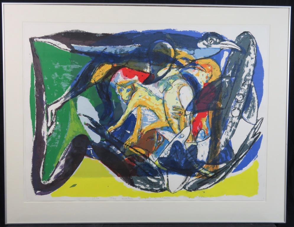 Anton Vrede: Litho, This monkey is gone to heaven - Ingelijst (Groot) verkocht voor € 40!