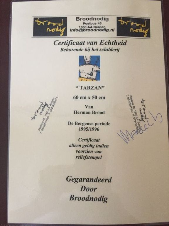 Herman Brood schilderij, Tarzan, gesigneerd kopen? Bied vanaf 1200!