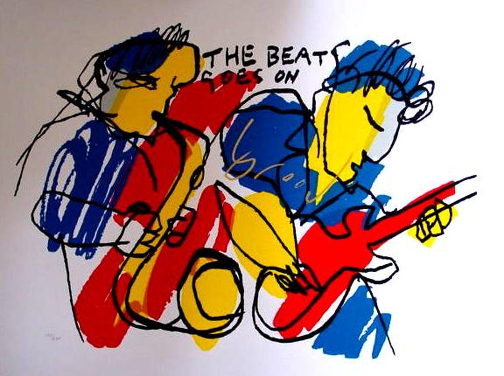 HERMAN BROOD, grote gelimiteerde en handgesign. zeefdruk 'The beat goes on II' kopen? Bied vanaf 1!