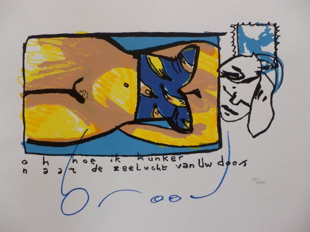 HERMAN BROOD, Gelimiteerde en HANDGESIGNEERDE Zeefdruk ZEELUCHT verkocht voor € 185!