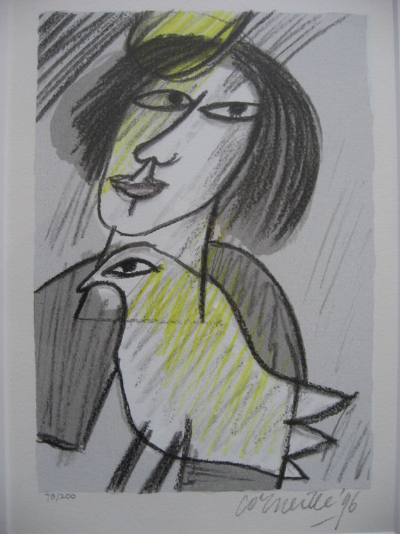 Corneille: Kleurenzeefdruk, Femme et oiseau kopen? Bied vanaf 199!