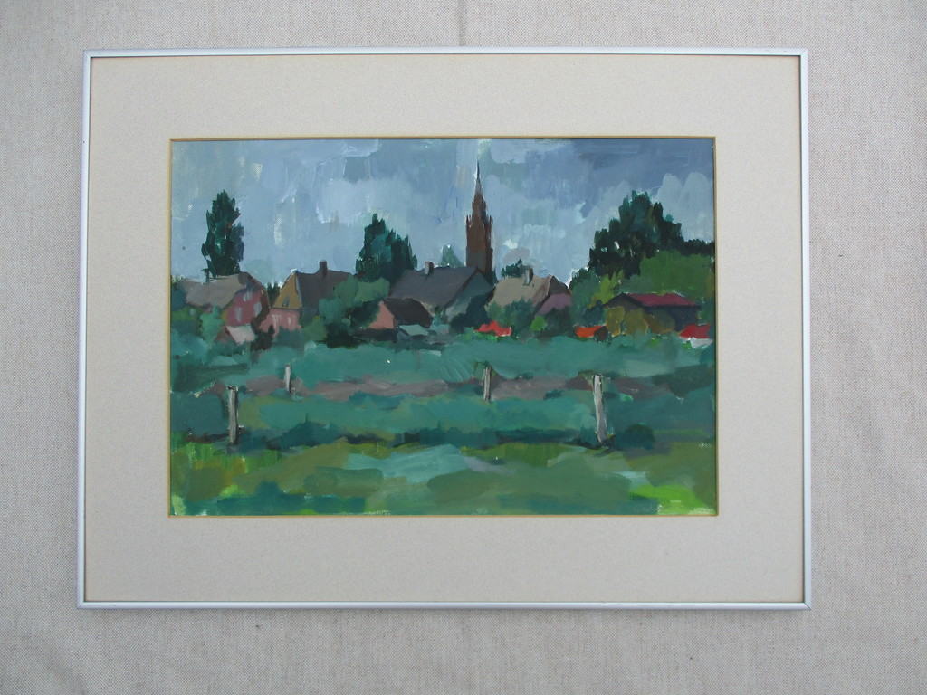 Henri Titselaar: Gouache op papier, Dorpsgezicht kopen? Bied vanaf 75!