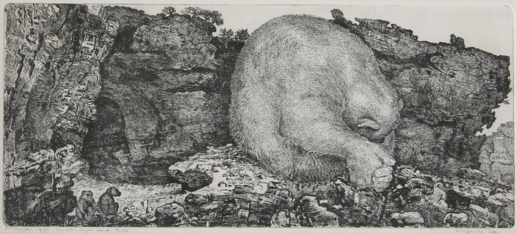 Anneke Kuijper: Ets, Slapende beer -Ingelijst kopen? Bied vanaf 1!