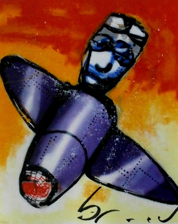 Herman Brood - ingelijste zeefdruk: Vliegtuig verkocht voor € 195!