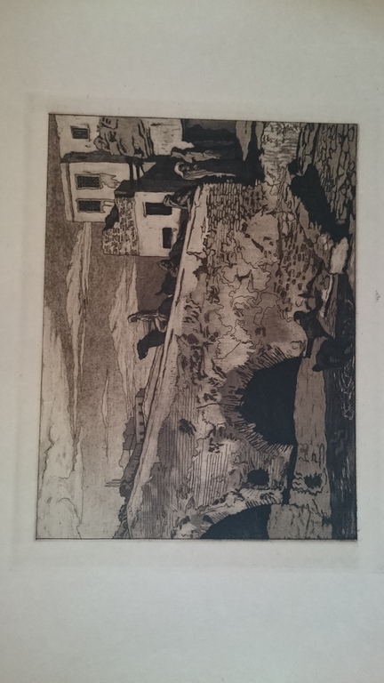 Contrastrijke grote ets van voor mij onbekende kunstenaar kopen? Bied vanaf 1!