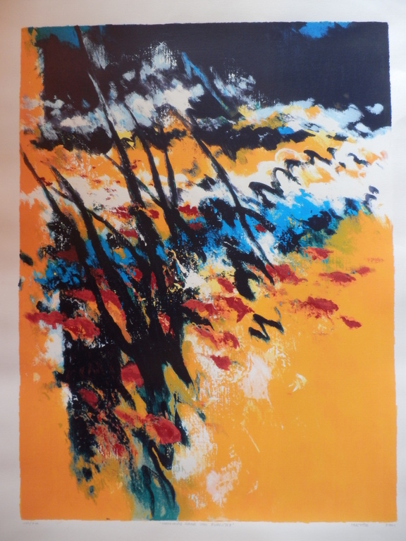 MATTIE SCHILDERS  Kleurenzeefdruk VORMENDE HAND VAN EVOLUTIE uit 2001 verkocht voor € 45!